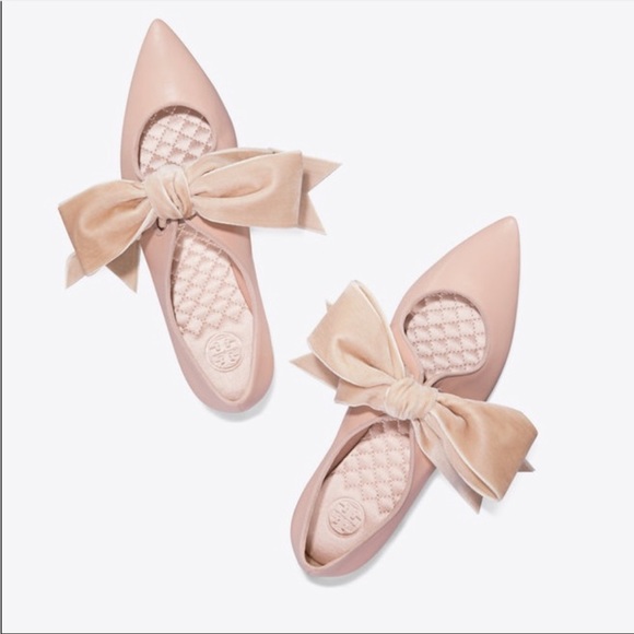 New in box Tory Burch Clara Flat pointed velvet bow - Picture 3 of 11